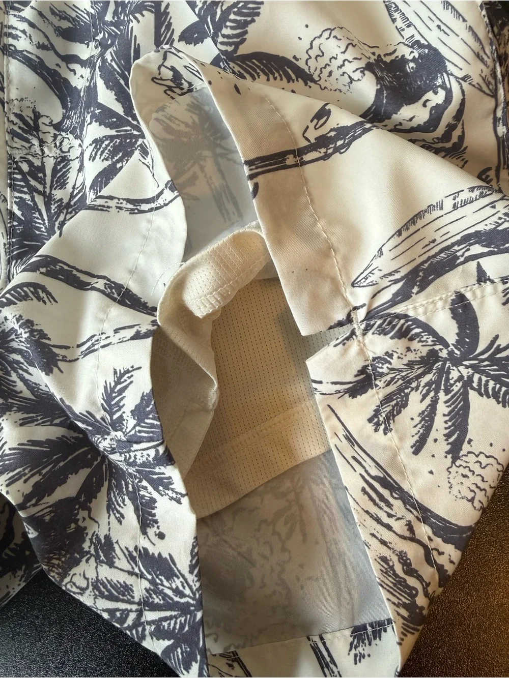 Youth Art Class Swim Trunks Size Large (10/12) Cream with Navy Palm Trees